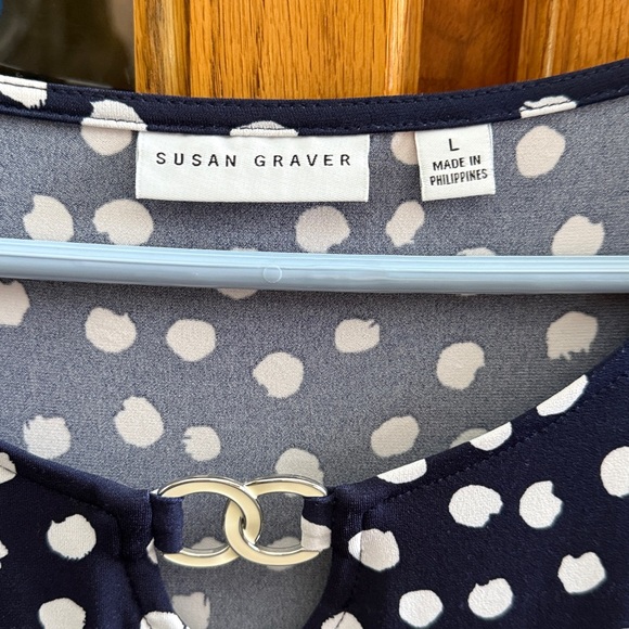 Susan graver size large blue polkadot dress excellent used condition like new - Picture 2 of 3